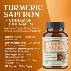 920mg Turmeric Saffron Natural Supplement Non-GMO Gluten Free 30/60/120 Capsules