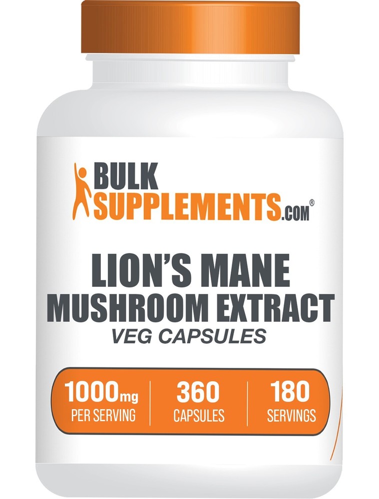 BulkSupplements Lion’s Mane Mushroom Extract 360 Capsules – 1g Per Serving
