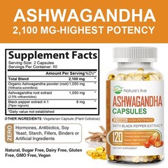 Organic Ashwagandha 1200mg Capsule with Black Pepper For Daily Stress & Mood
