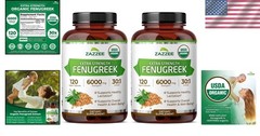 Certified Organic Fenugreek 30:1 Extract, 6000mg, 240 Count