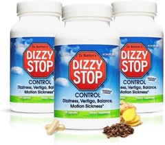 DizzyStop Herbal Supplement – Vertigo Relief, Dizziness, Motion Sickness-3 Pack
