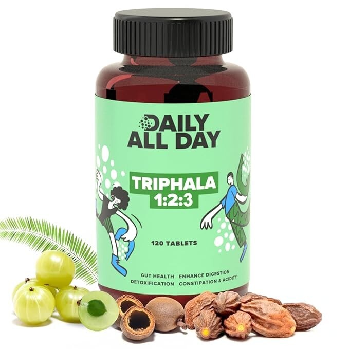 Daily All Day Triphala 1 2 3 Ratio Tablets 120 Constipation, Acidity Gas Relief