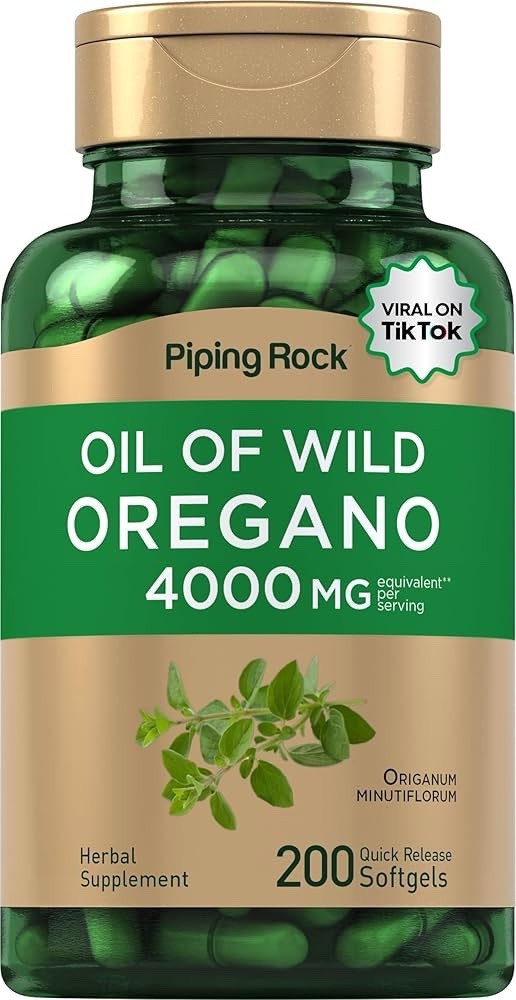 Oregano Oil Softgels | 200 Count | 4000mg | Non-GMO | by Piping Rock