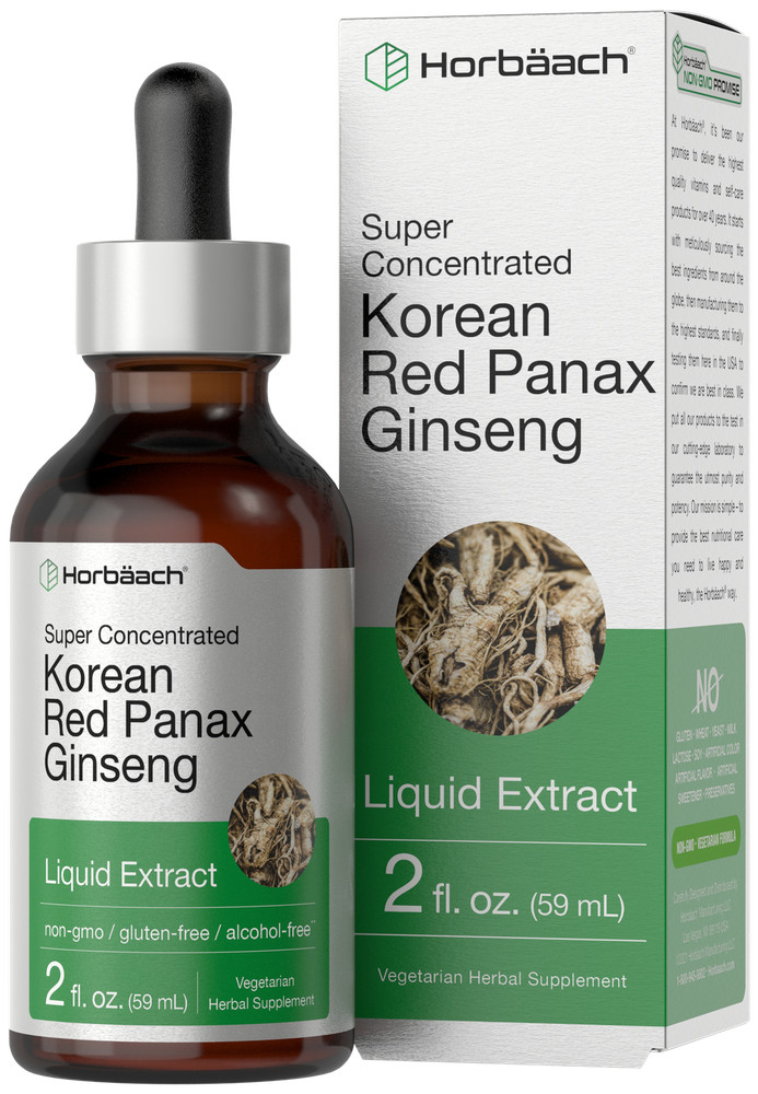 Korean Red Ginseng | 2 fl oz Liquid Extract | Panax | Vegetarian | by Horbaach