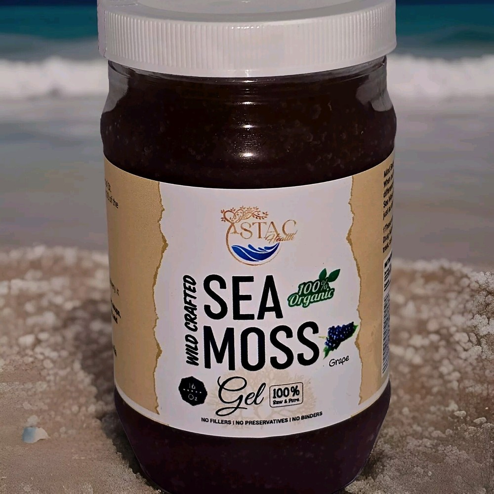 2 Bundle Grape Flavored Sea Moss Gel Raw 100% Wildcrafted Sea Moss 16oz.