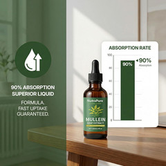 Nutrapure Mullein Extract Drops for Lung, Organic Mullein Leaf Supplement Suppor