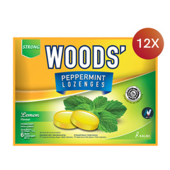 WOODS LEMON Peppermint Lozenges Sore Throat Health Freshens Breathing Relax 12X