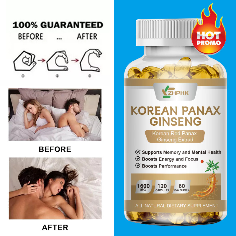 Best Korean Panax Ginseng 1600mg 120 Capsules, Energy/Endurance/Memory/Sex Drive