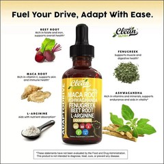 pure Maca Root Liquid Drops Ashwagandha Fenugreek Beet Root and L-Arginine