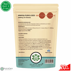 Mimosa Pudica Seed Caps 5500mg (3% Saponins)-Gut Health & Natural Detox-90Caps