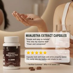 Manjistha (Rubia cordifolia) Root Capsules | 60 Caps Herbal Supplement 1000 mg