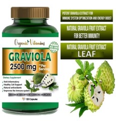 Graviola Extract 2500 mg 240 Capsules, Gluten Free, Soursop, in 2 pack