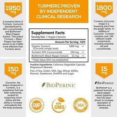 Turmeric Curcumin Highest Potency 95% 1950mg with BioPerine Black Pepper Extract