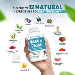 Water Flush Caps Relief For Retention Weight Loss Detox Vitamin B-6 30/60/120