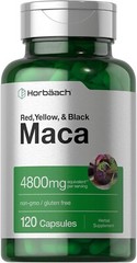 Maca Root Capsules 4800mg | 120 Pills | Red, Yellow, Black Maca | by Horbaach
