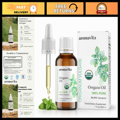 100% Pure Organic Oregano Oil – Extra Strength, Non-GMO, 1 FL OZ, High Carvacrol