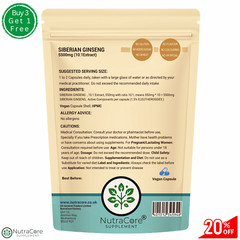 Siberian Ginseng Capsules 5500mg (1.5%Eleutherosides)-100%Natural & Vegan-90Caps