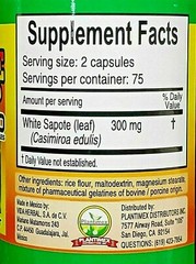 3 Bottles Zapote Blanco / White Zapote 450 Capsules (Casimiroa edulis)