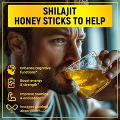Shilajit Honey Sticks with Organic Saffron,85+Trace Minerals,75%+ Fulvic Acid,En
