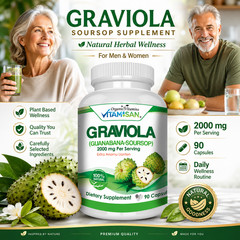 Soursop GRAVIOLA EXTRACT 2000 mg 45days Guanabana Annona Antioxidant 90 capsules