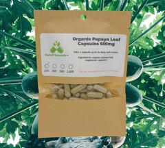 Certified Organic Papaya Leaf (Carica papaya) 500mg and 650mg vegetarian
