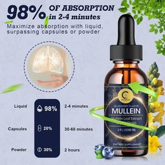 60ml Mullein Drops for Lungs, Detox and Cleanse Mullein Extract Supplement US