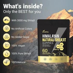 VivoNu Himalayan Shilajit Gummies 3000mg, Ashwagandha, Fulvic Acid, 60 Count …
