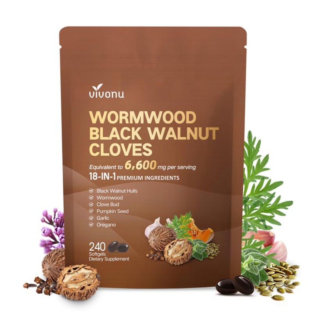 VivoNu Wormwood Black Walnut Cloves Capsules,Natural Cleanse&Metabolism Support-