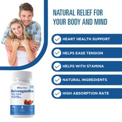 Organic Ashwagandha Capsules 1200mg Male Enhancing & Adrenal Support 120Capsules