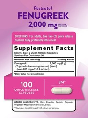 Nature’s Truth Fenugreek 2000mg Postnatal Nursing Support 100ct Exp. 07/2026