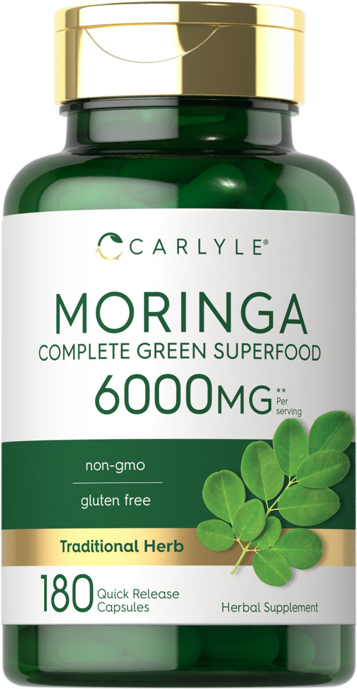 Moringa Oleifera Capsules 6000 mg | 180 Count | Green Superfood | by Carlyle