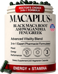Organic Black Maca Root for Women & Men with Ashwagandha & Fenugreek – 40,000Mg