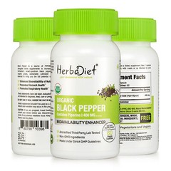 Organic Black Pepper Capsules w/- Piperine | Turmeric Bioavailability Enhancer