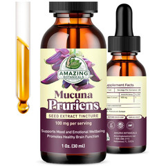 Amazing Botanicals Organic Mucuna Extract Alcohol-Free Vegan Non-GMO Tincture