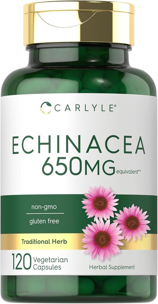 Echinacea Capsules 650mg | 120 Count | Non-GMO & Gluten Free | by Carlyle