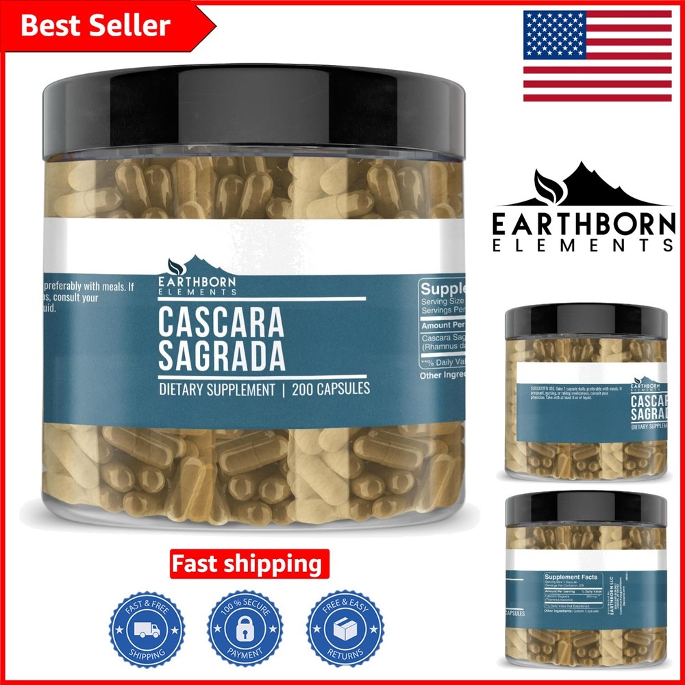 200 Count Pure Cascara Sagrada Capsules – Unflavored, No Fillers for Wellness