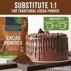 Org-anic Unsweetened Cacao Powder with Rich Dark Chocolate Flavor NEW USA