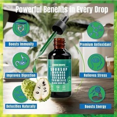 Potent 10-in-1 Soursop Bitters Drops with Sea Moss Moringa Turmeric Black See