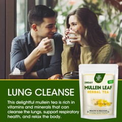 Mullein Leaf Herbal Tea Bags Lung Detox & Cleanse Cough Relieve Tea 28 Day Bags