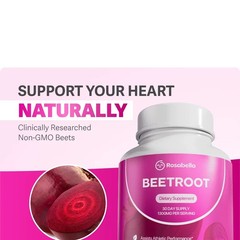 Rosabella 1300mg Organic Beet Root Capsules Blood Circulation & Vitality Support