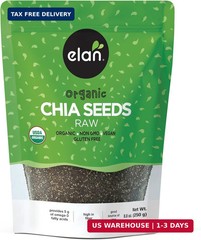 Elan Organic Chia Seeds, 8.8 oz, Natural Raw Black Chia Seeds, Plant-Based, Non-