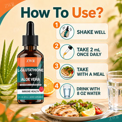 L-Glutathione + Aloe Vera Liquid Drops, 1200 mg L-Glutathione