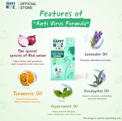 Happy Noz Sticker Virus Protection Organic Onion Oil Mint Relief Stuffy Nose