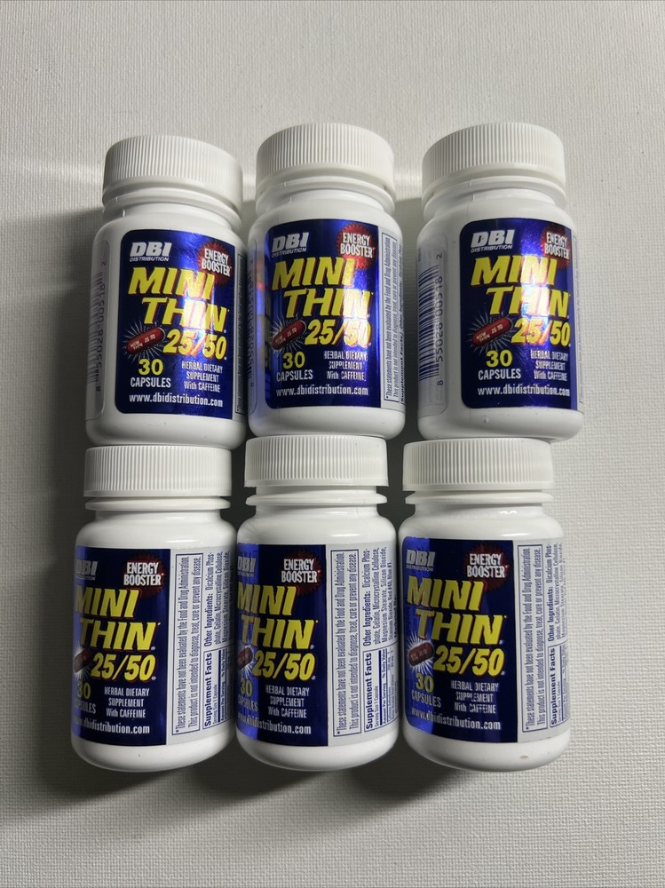 Mini Thin 25/50 Energy Booster Pills 6 Bottles 180 Pill 6 Mo Supply Free ShipUSA