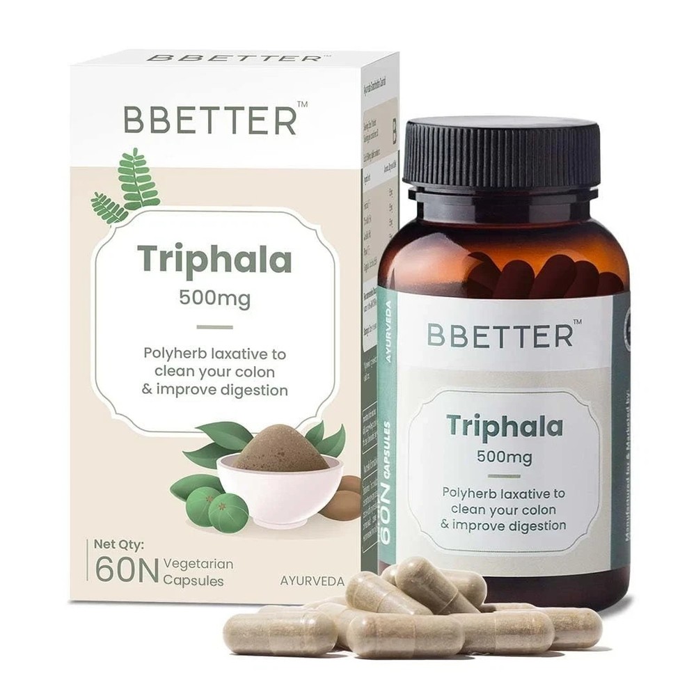 BBETTER Triphala 500mg Capsules for Gut Health Digestion Constipation q201