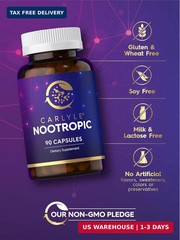 Carlyle Brain Nootropic Supplement | 90 Capsules | with Caffeine, B12, and Guara