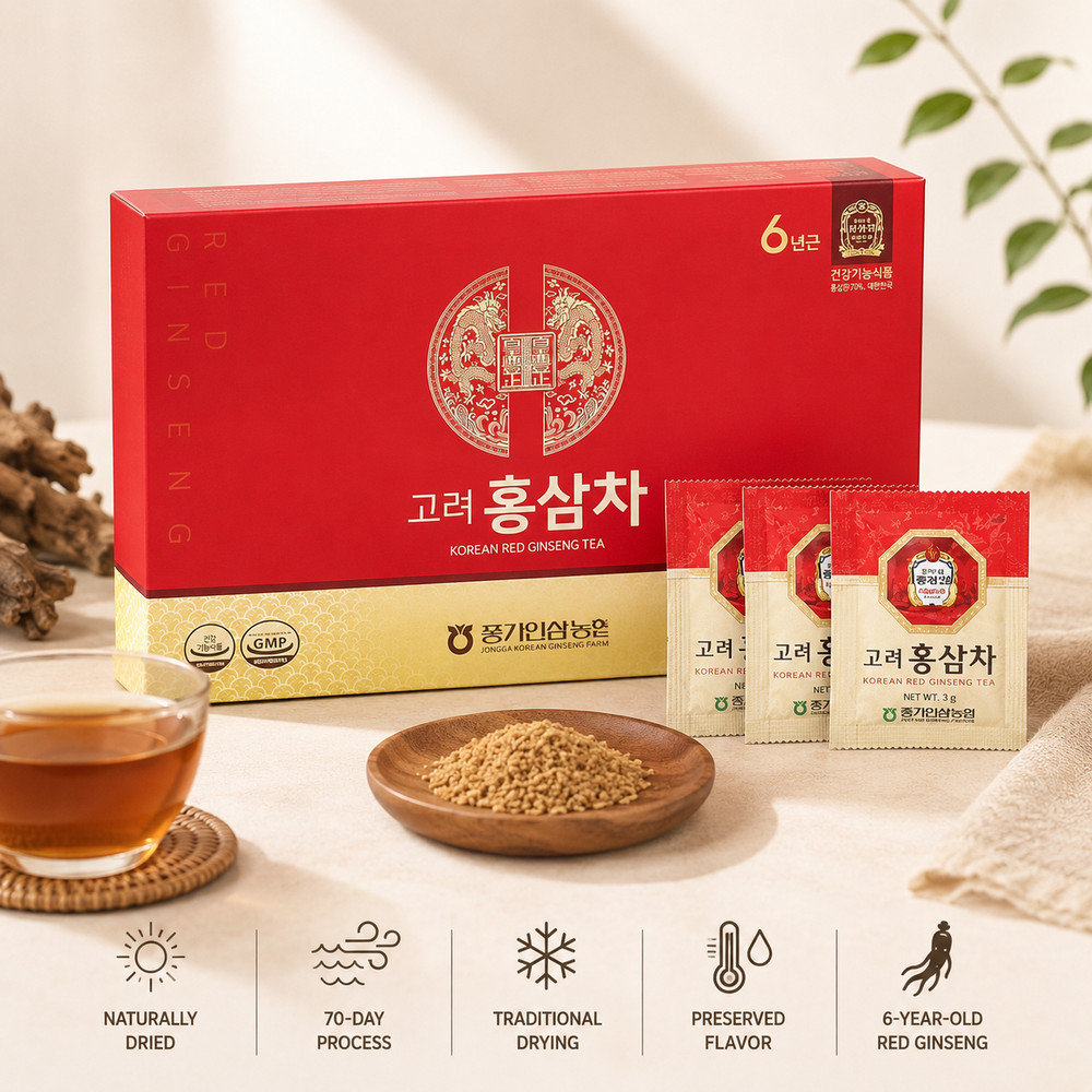 PUGGI Korean Red Ginseng Tea 3g x 100 Packets Natural Energy Drink