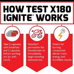 Daitea Test X180 Ignite For Men W/Fenugreek To Burn Fat,Build Muscle,30-120 Caps