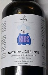 3 X HERBITY NATURAL DEFENSE kids echinacea sambucus dietary supplement 5/27