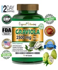 Graviola Extract 2500 mg 240 Capsules, Gluten Free, Soursop, in 2 pack